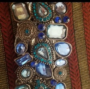 Mermaid blue jeweled stretchy bracelet